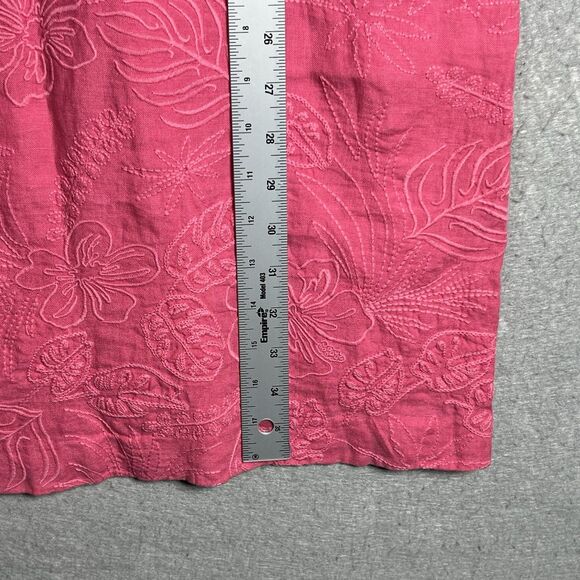 Tommy Bahama Shift Dress W/ Botanical Embroidery 100% Linen Pink Women’s Medium - Picture 7 of 11